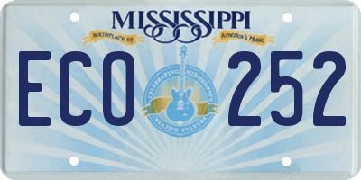 MS license plate ECO252