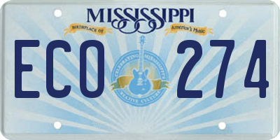 MS license plate ECO274