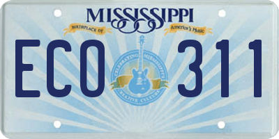 MS license plate ECO311