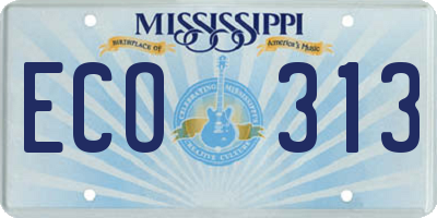 MS license plate ECO313