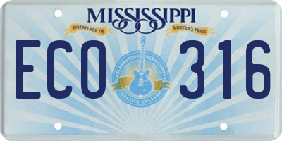 MS license plate ECO316