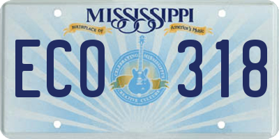 MS license plate ECO318