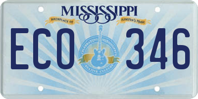 MS license plate ECO346