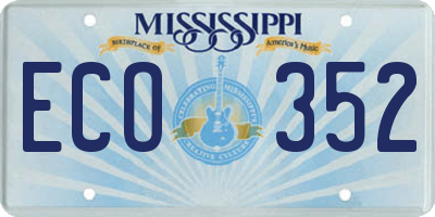 MS license plate ECO352