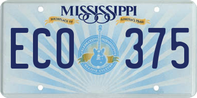 MS license plate ECO375