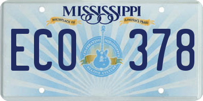 MS license plate ECO378