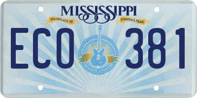 MS license plate ECO381