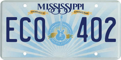 MS license plate ECO402