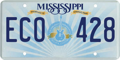 MS license plate ECO428