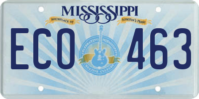 MS license plate ECO463