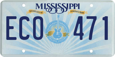 MS license plate ECO471