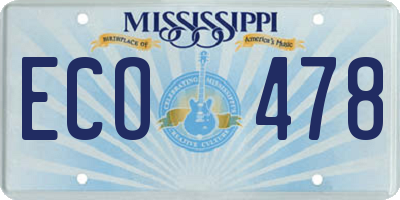 MS license plate ECO478