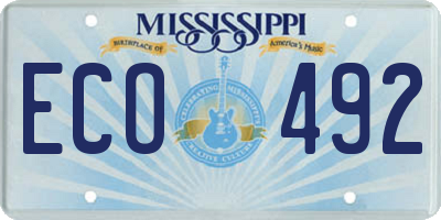MS license plate ECO492