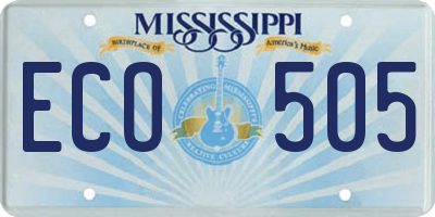 MS license plate ECO505