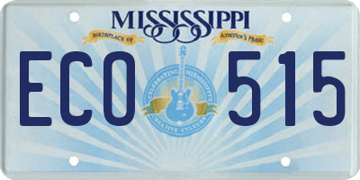 MS license plate ECO515