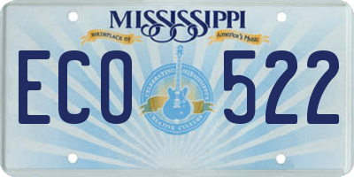 MS license plate ECO522