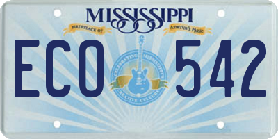 MS license plate ECO542