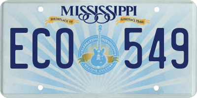MS license plate ECO549
