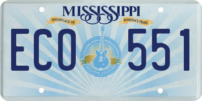 MS license plate ECO551