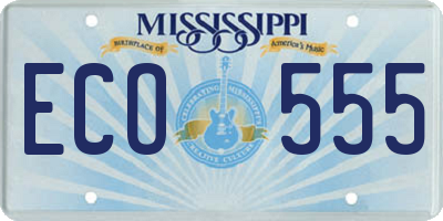 MS license plate ECO555