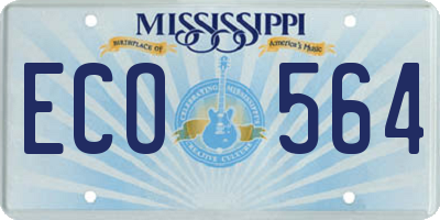 MS license plate ECO564