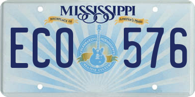 MS license plate ECO576