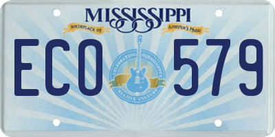 MS license plate ECO579