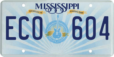 MS license plate ECO604