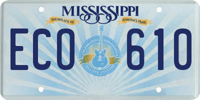 MS license plate ECO610
