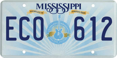 MS license plate ECO612