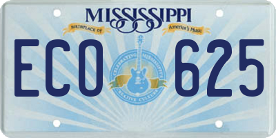 MS license plate ECO625