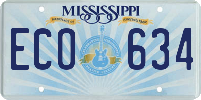 MS license plate ECO634