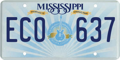 MS license plate ECO637