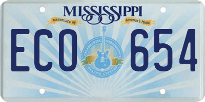 MS license plate ECO654