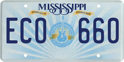 MS license plate ECO660