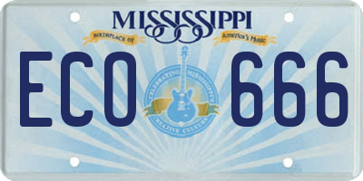 MS license plate ECO666