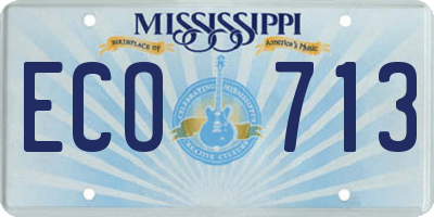 MS license plate ECO713