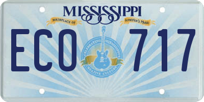 MS license plate ECO717