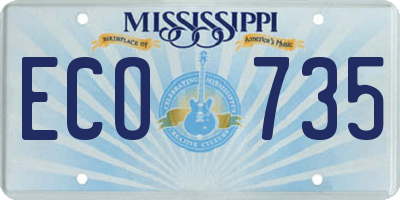 MS license plate ECO735