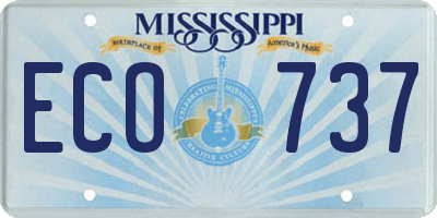 MS license plate ECO737
