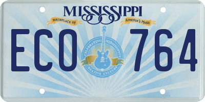MS license plate ECO764