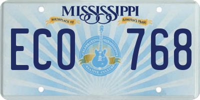 MS license plate ECO768
