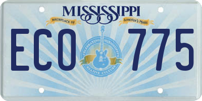 MS license plate ECO775