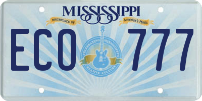 MS license plate ECO777