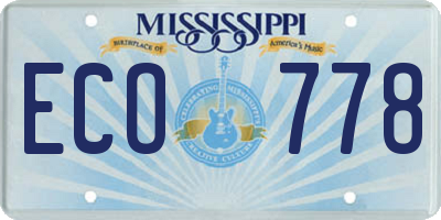 MS license plate ECO778