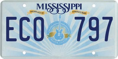 MS license plate ECO797