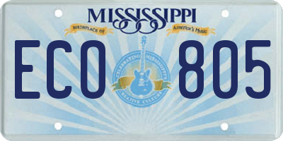 MS license plate ECO805