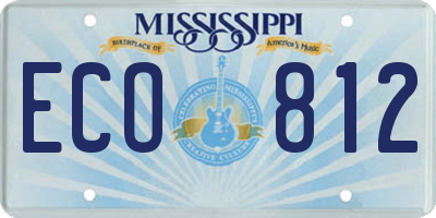 MS license plate ECO812