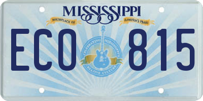 MS license plate ECO815