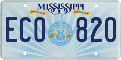 MS license plate ECO820